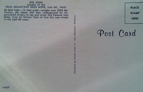 Iron Mountain Iron Mine - Old Post Card (newer photo)